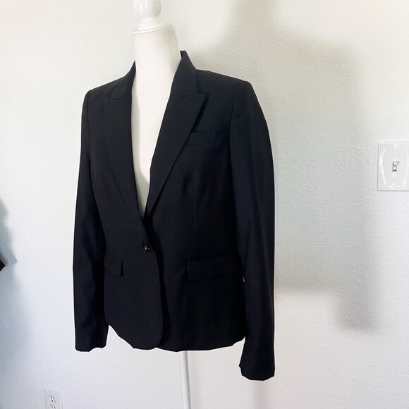 MNG Mango Black Fitted Suit Blazer Jacket Size 42 - Picture 2 of 9